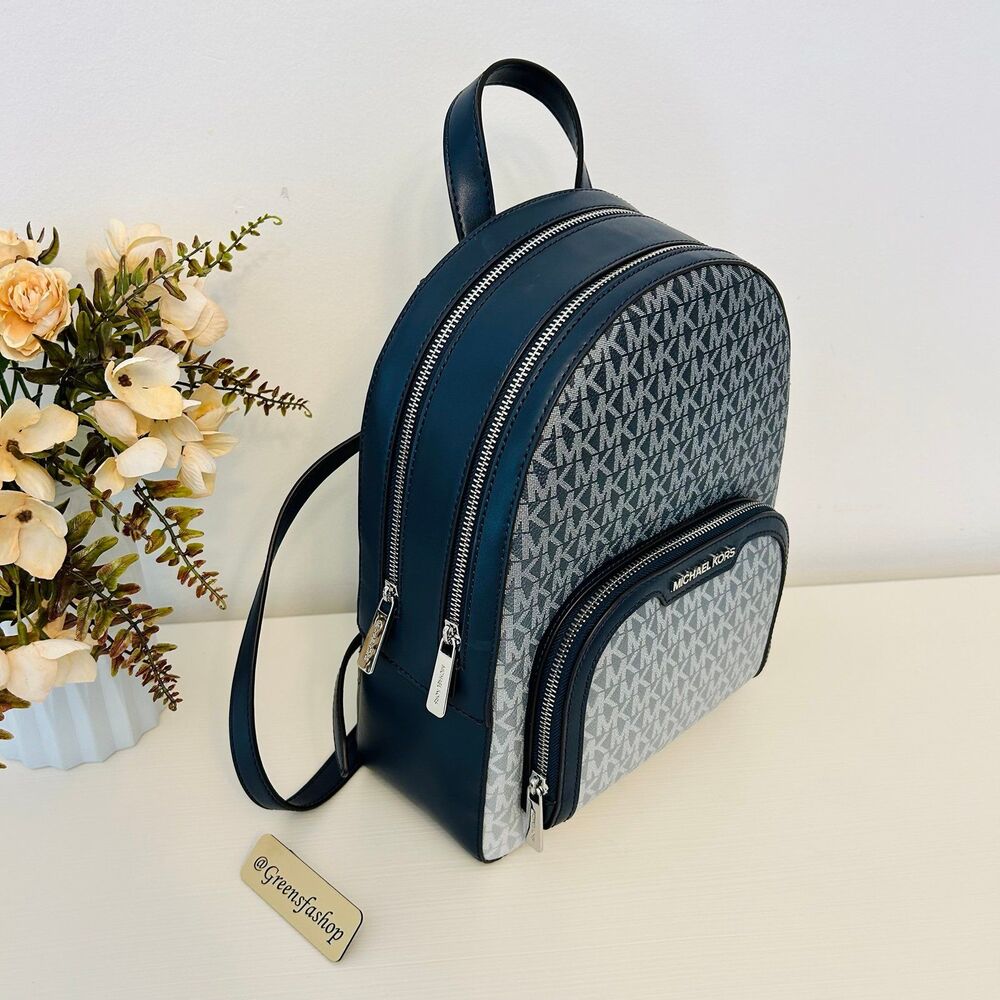 Michael Kors Jaycee Medium Ombré Signature Logo Backpack Navy - Picture 3 of 8